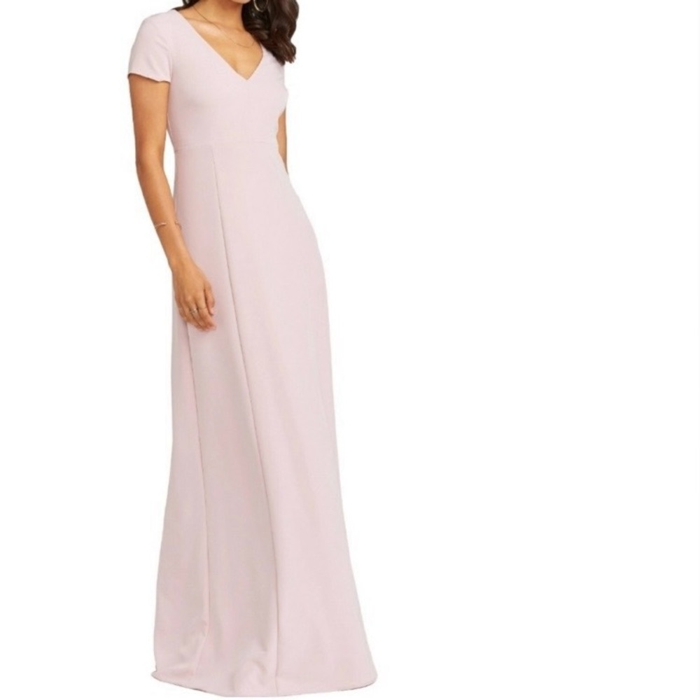 Show Me Your MuMu Blush Pink V-Neck Cap Sleeve Wedding Gown